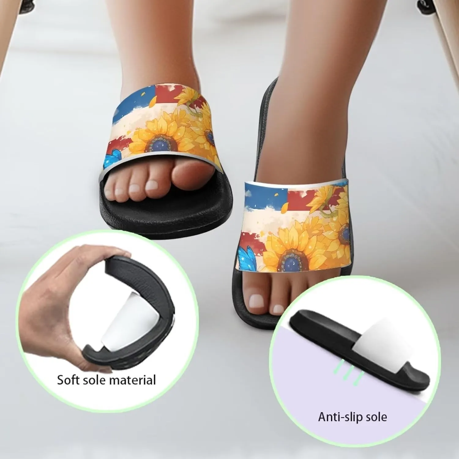 Little Kids Slides Slippers Summer EVA Non Slip One Piece Sandal for Beach Home Soft and Quickly Drying