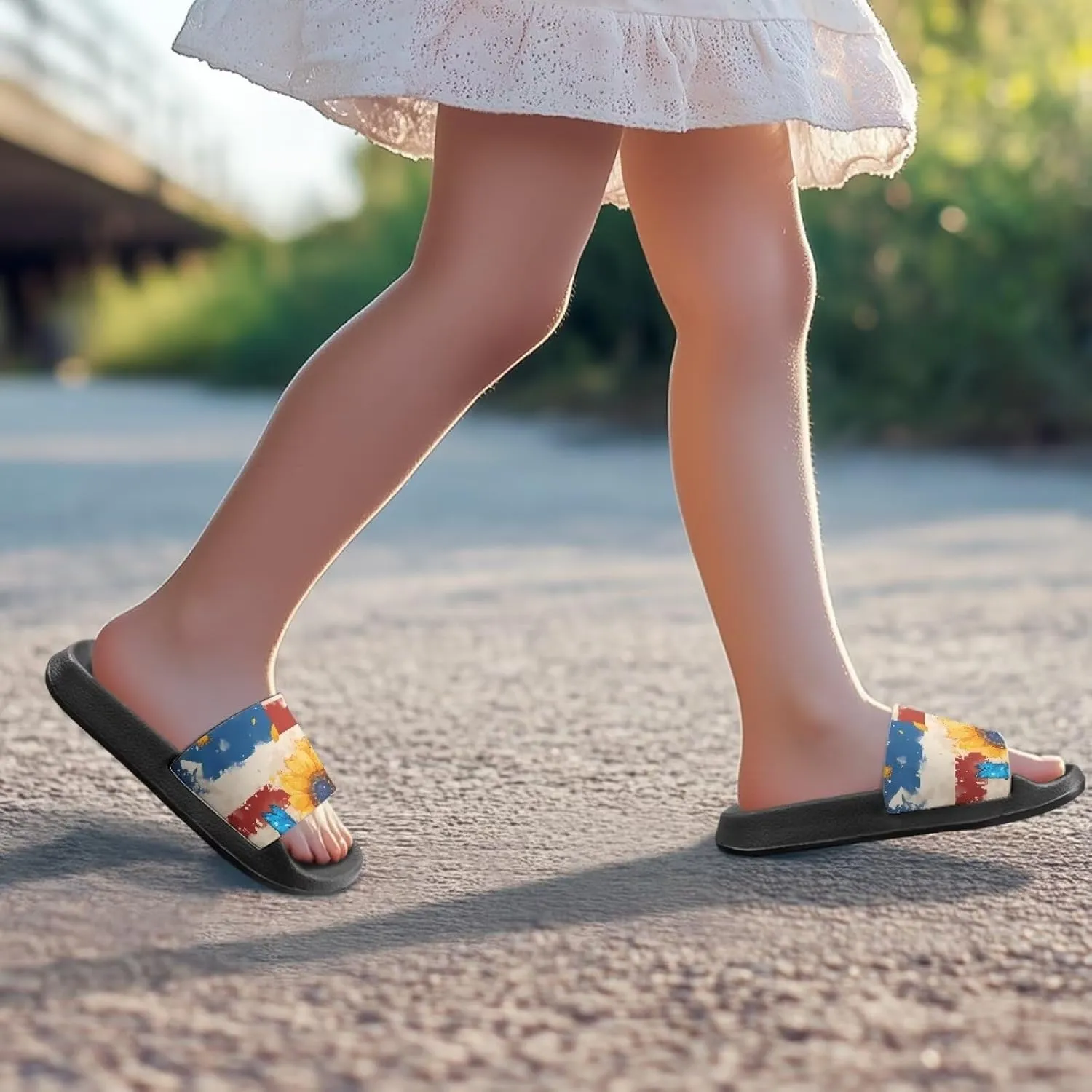 Little Kids Slides Slippers Summer EVA Non Slip One Piece Sandal for Beach Home Soft and Quickly Drying