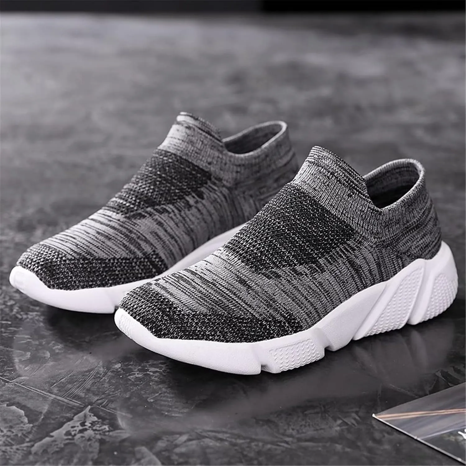 LLTMALL Women's Knit Loafer Sneakers Mesh Breathable Slip on Tennis Walking Sock Shoes