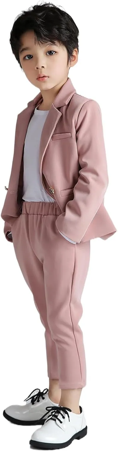 LOLANTA Boys Casual Suits Wedding Outfits Kids 2 Piece Gentleman Blazer and Pants Set Dresswear