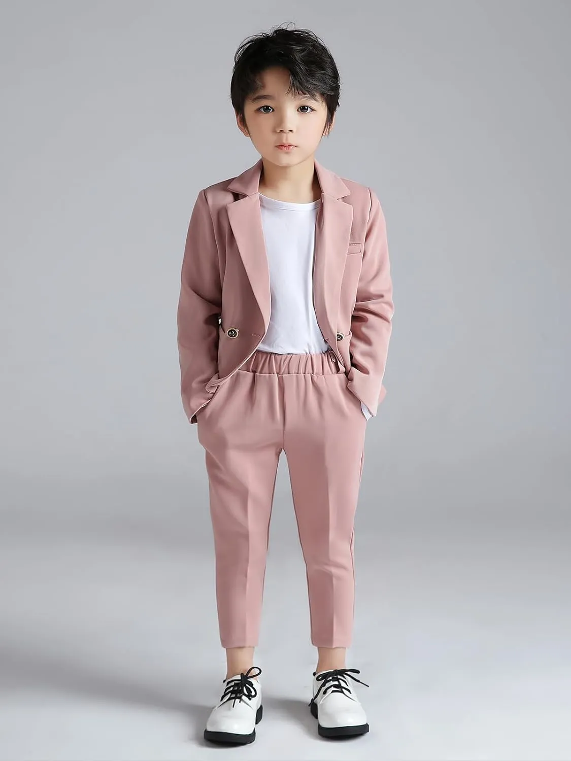 LOLANTA Boys Casual Suits Wedding Outfits Kids 2 Piece Gentleman Blazer and Pants Set Dresswear