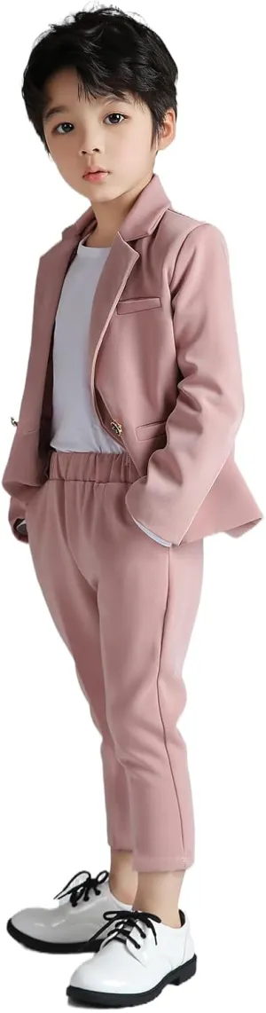 LOLANTA Boys Casual Suits Wedding Outfits Kids 2 Piece Gentleman Blazer and Pants Set Dresswear
