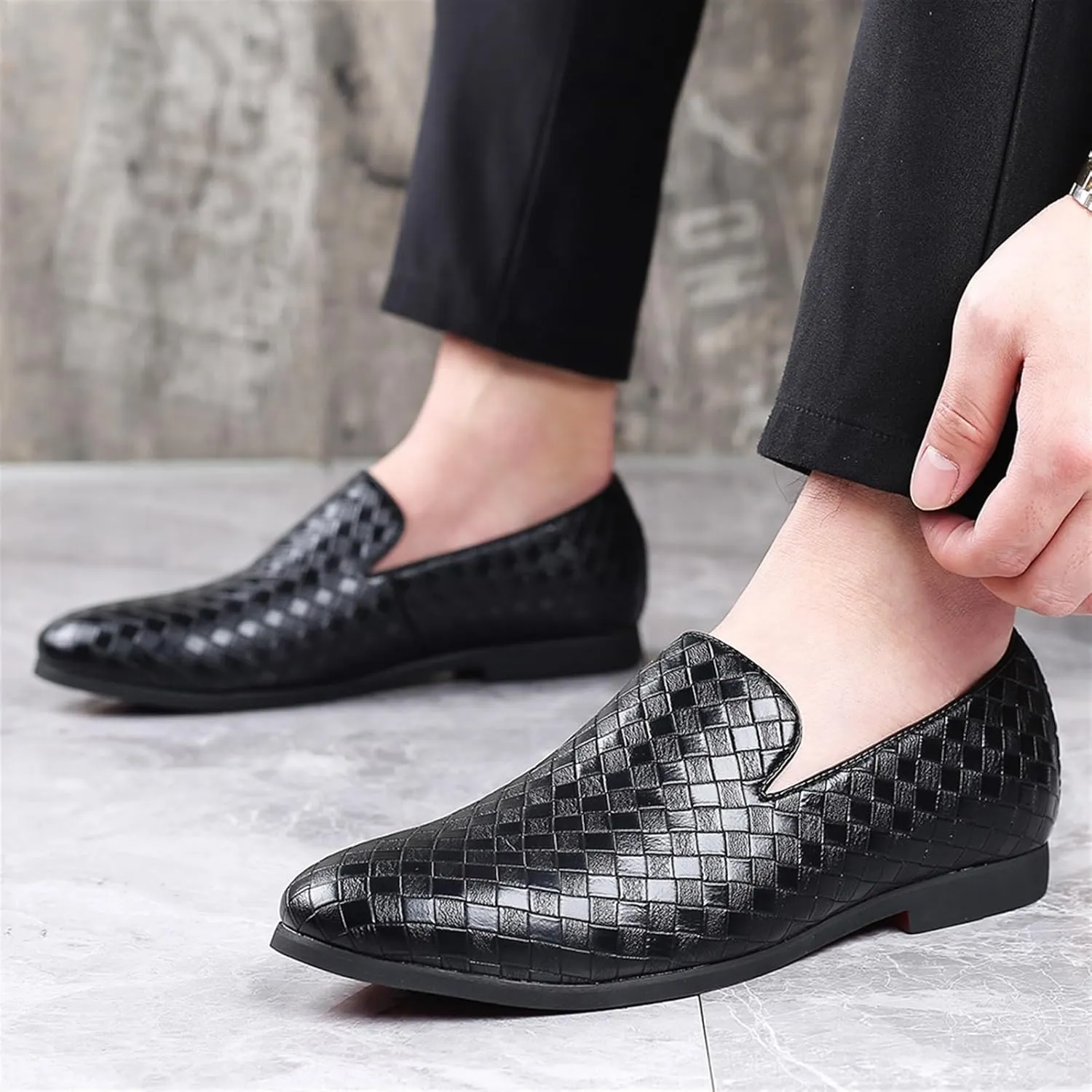 Low Top Round top Flat Heel Loafers for Men's Comfortable Lightweight Slip on Oxfords Business Non-Slip Wear Resistant Moccasins Comfort Soft Sole Casual Shoes