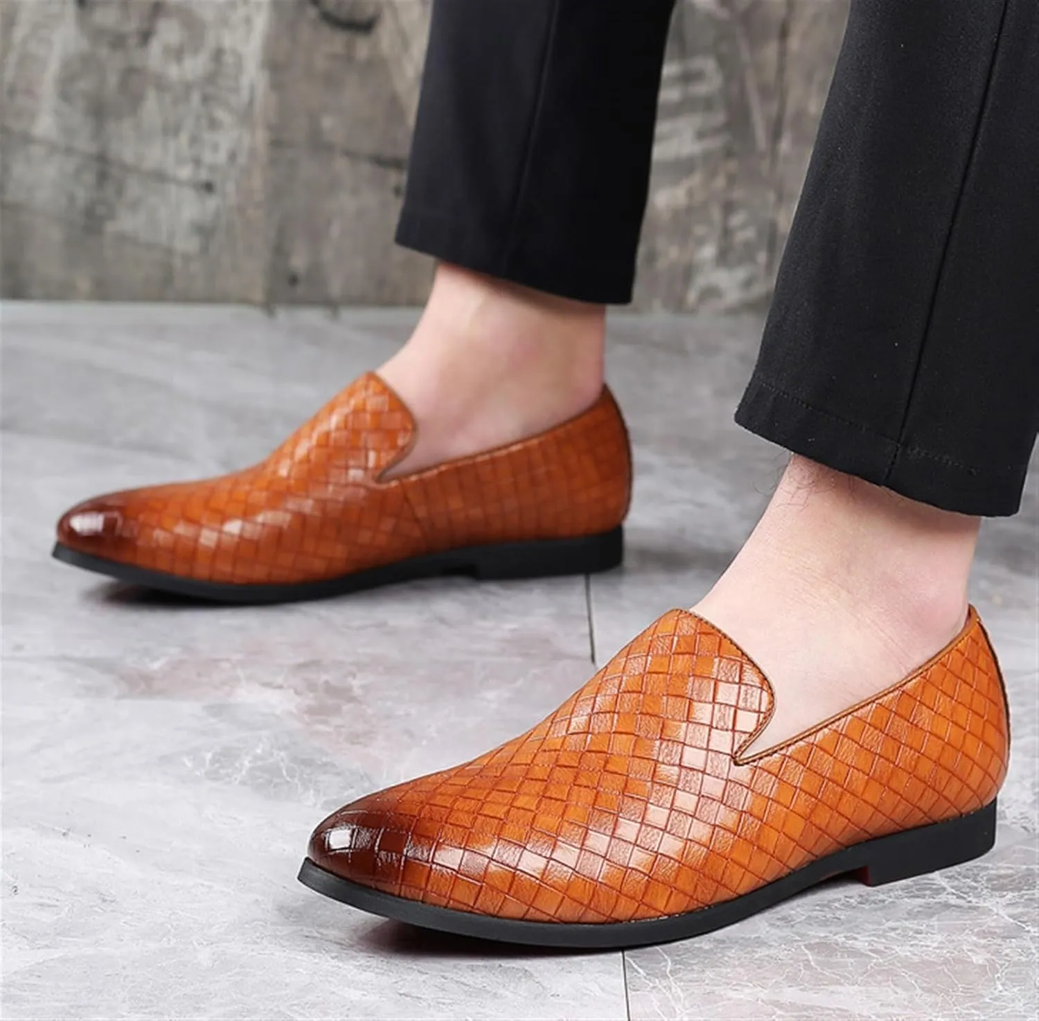 Low Top Round top Flat Heel Loafers for Men's Comfortable Lightweight Slip on Oxfords Business Non-Slip Wear Resistant Moccasins Comfort Soft Sole Casual Shoes