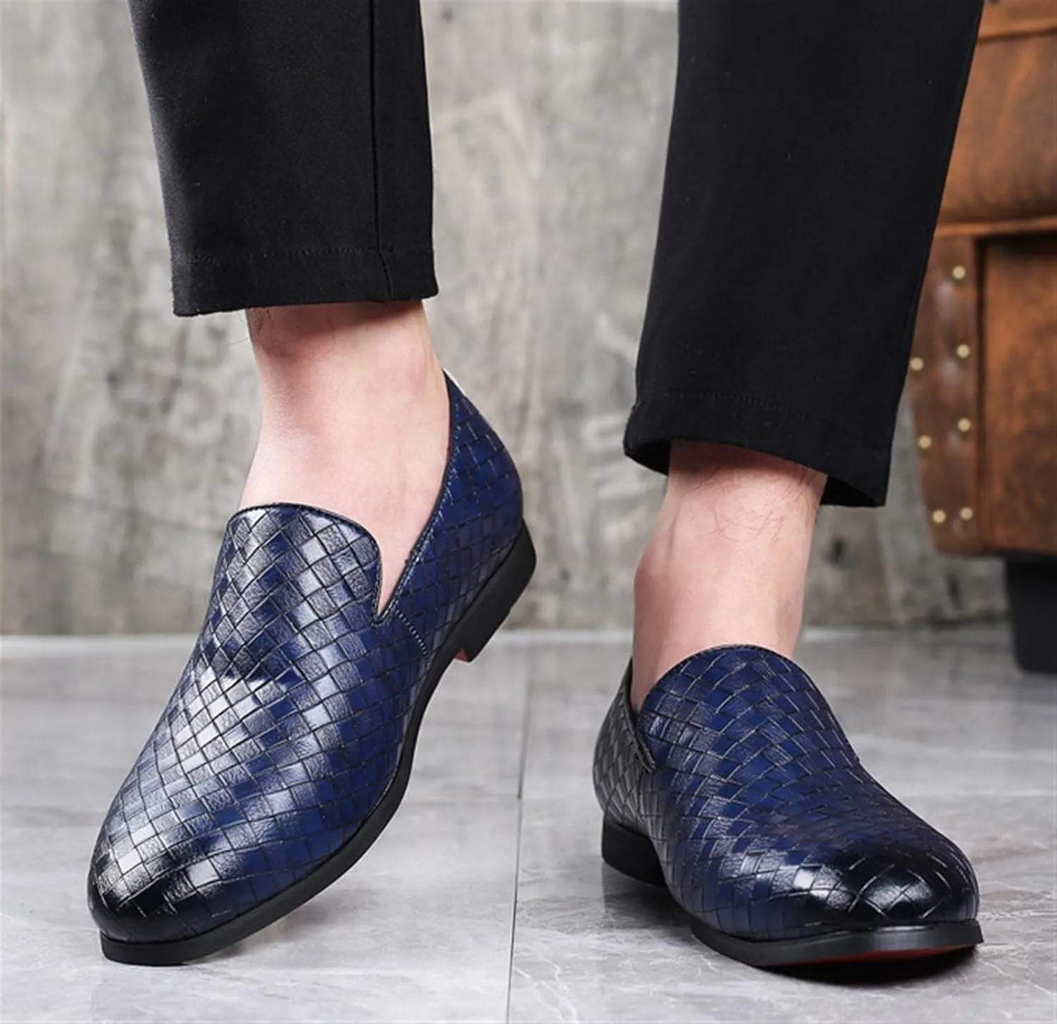 Low Top Round top Flat Heel Loafers for Men's Comfortable Lightweight Slip on Oxfords Business Non-Slip Wear Resistant Moccasins Comfort Soft Sole Casual Shoes