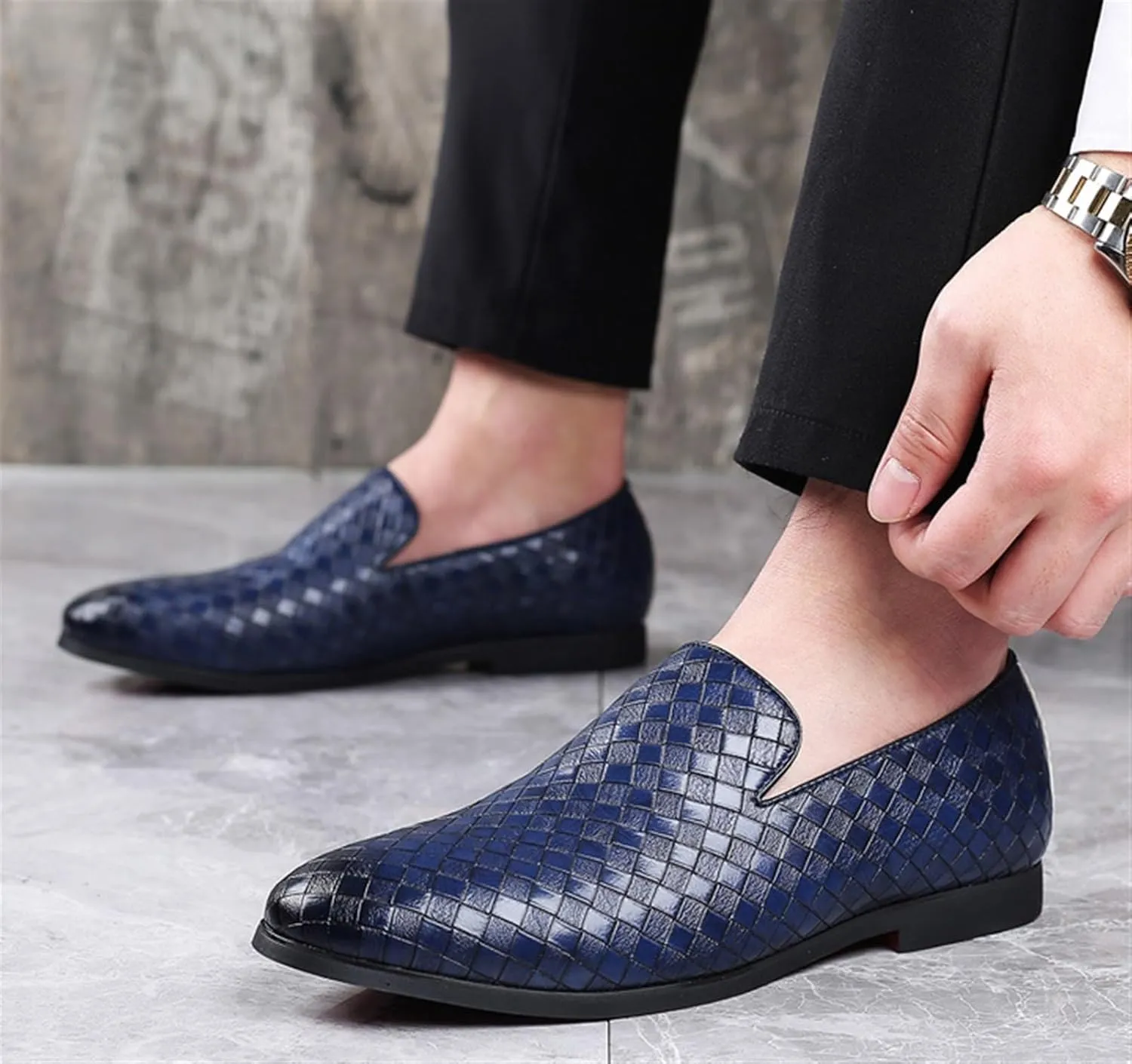 Low Top Round top Flat Heel Loafers for Men's Comfortable Lightweight Slip on Oxfords Business Non-Slip Wear Resistant Moccasins Comfort Soft Sole Casual Shoes