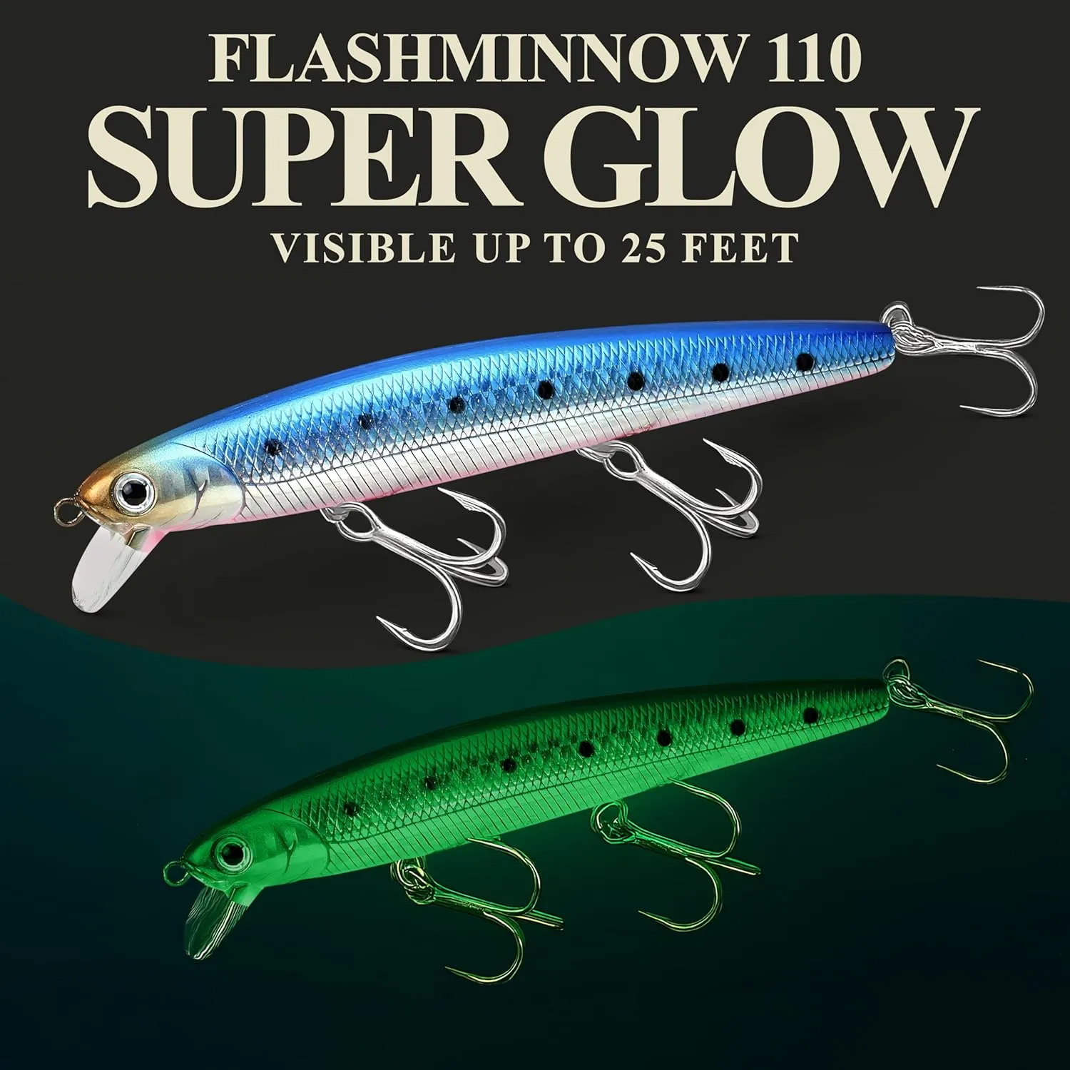 LUCKY CRAFT FlashMinnow 110, Aurora Series, Aurora Colored Saltwater Fishing Lures, Jerkbait Surf Fishing Accessories and Gear, 1-2 ft Slow Suspending Topwater Lure, Halibut and Bass Fishing Lures