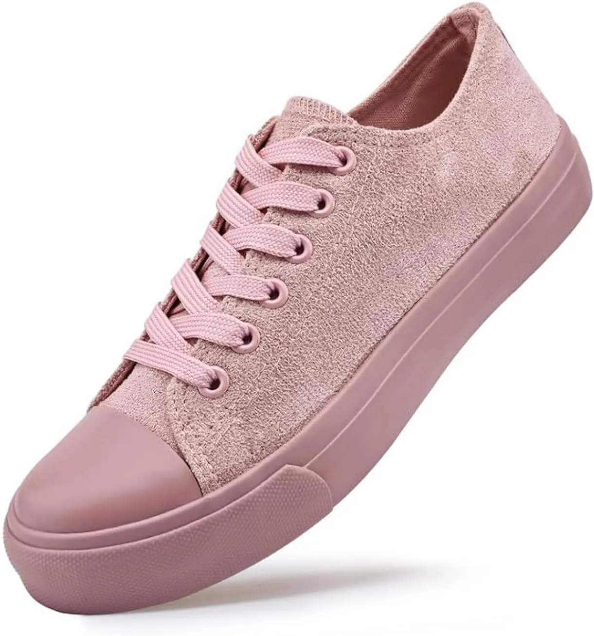 LUMUBBY Women's Canvas Fashion Sneakers, Red, Casual, Walking, Flat Sole, Lace-Up, All Seasons