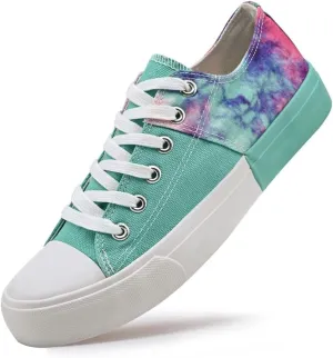 LUMUBBY Women's Canvas Fashion Sneakers, Red, Casual, Walking, Flat Sole, Lace-Up, All Seasons