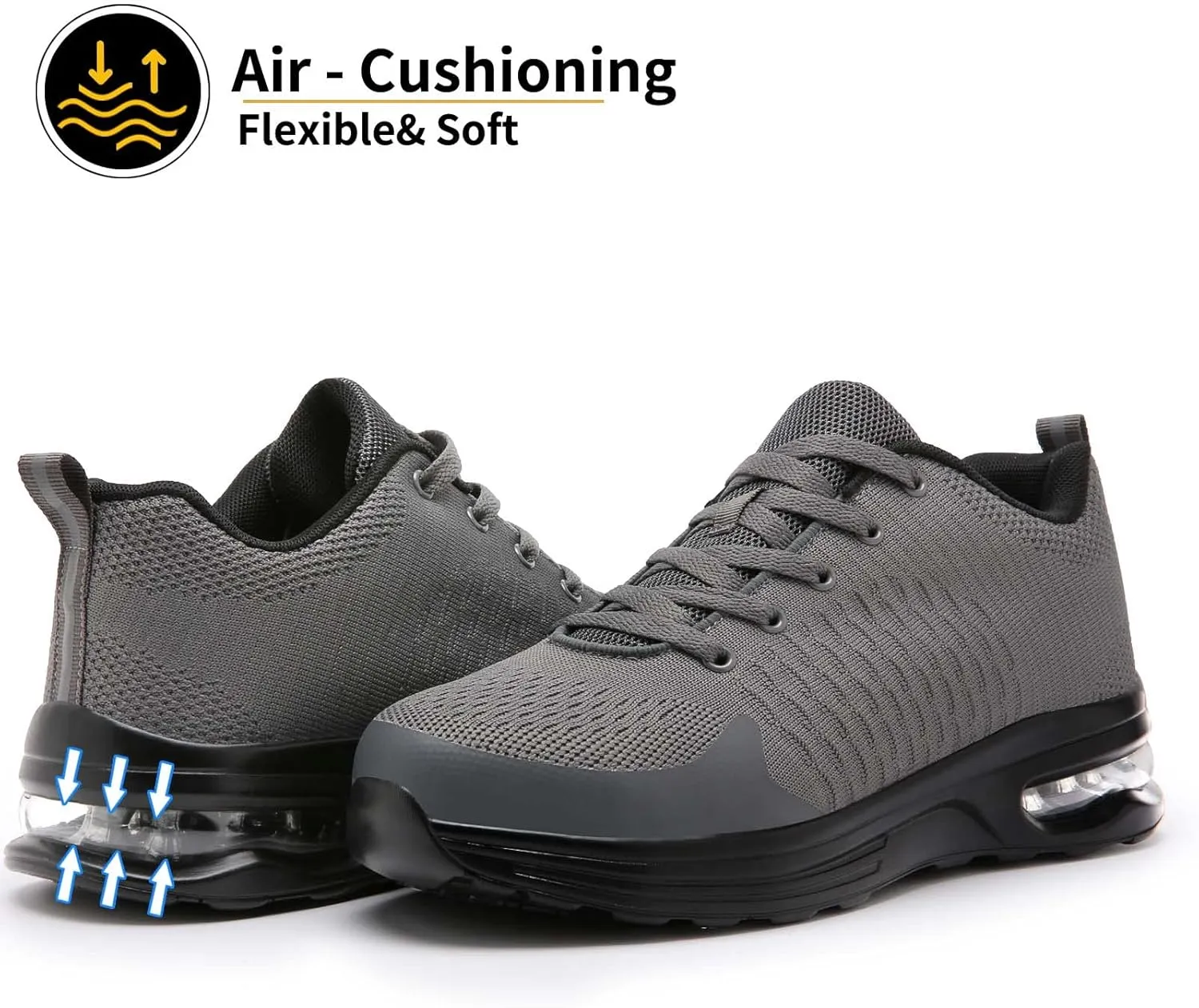 LUPWEE Steel Toe Shoes for Men Women, Slip Resistant Safety Work Shoes Puncture Proof Comfortable Indestructible Sneakers with Specialized Work Insole for Industry Construction Warehouse