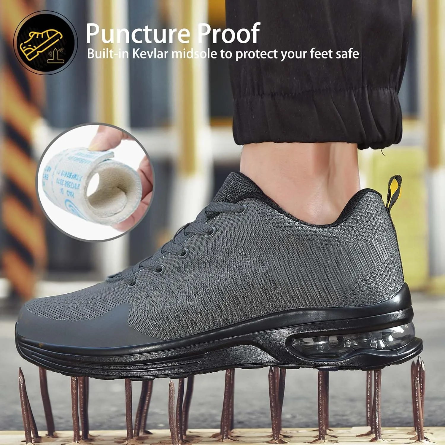 LUPWEE Steel Toe Shoes for Men Women, Slip Resistant Safety Work Shoes Puncture Proof Comfortable Indestructible Sneakers with Specialized Work Insole for Industry Construction Warehouse