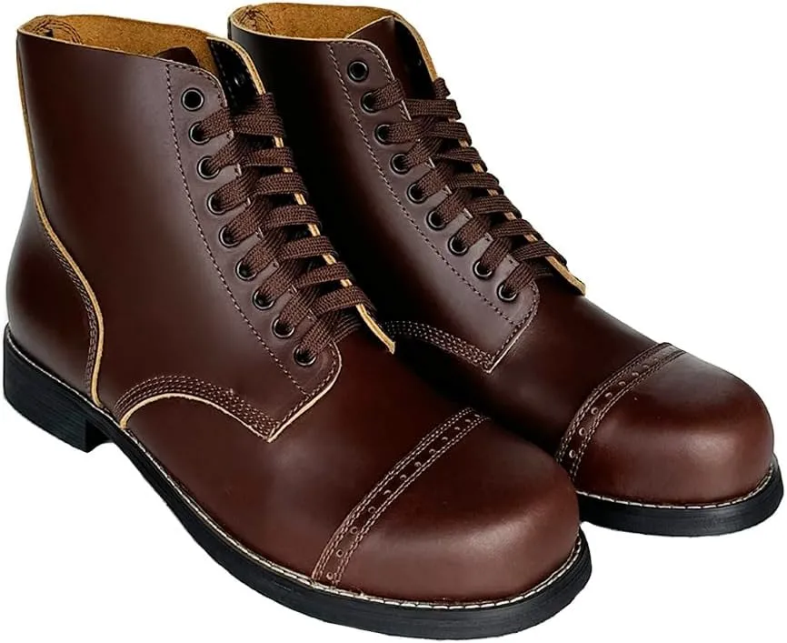 M1942 Short Boots Retro US Mens Cowhide Combat Hiking Outdoor Paratrooper Boots Vintage WWII Shoes