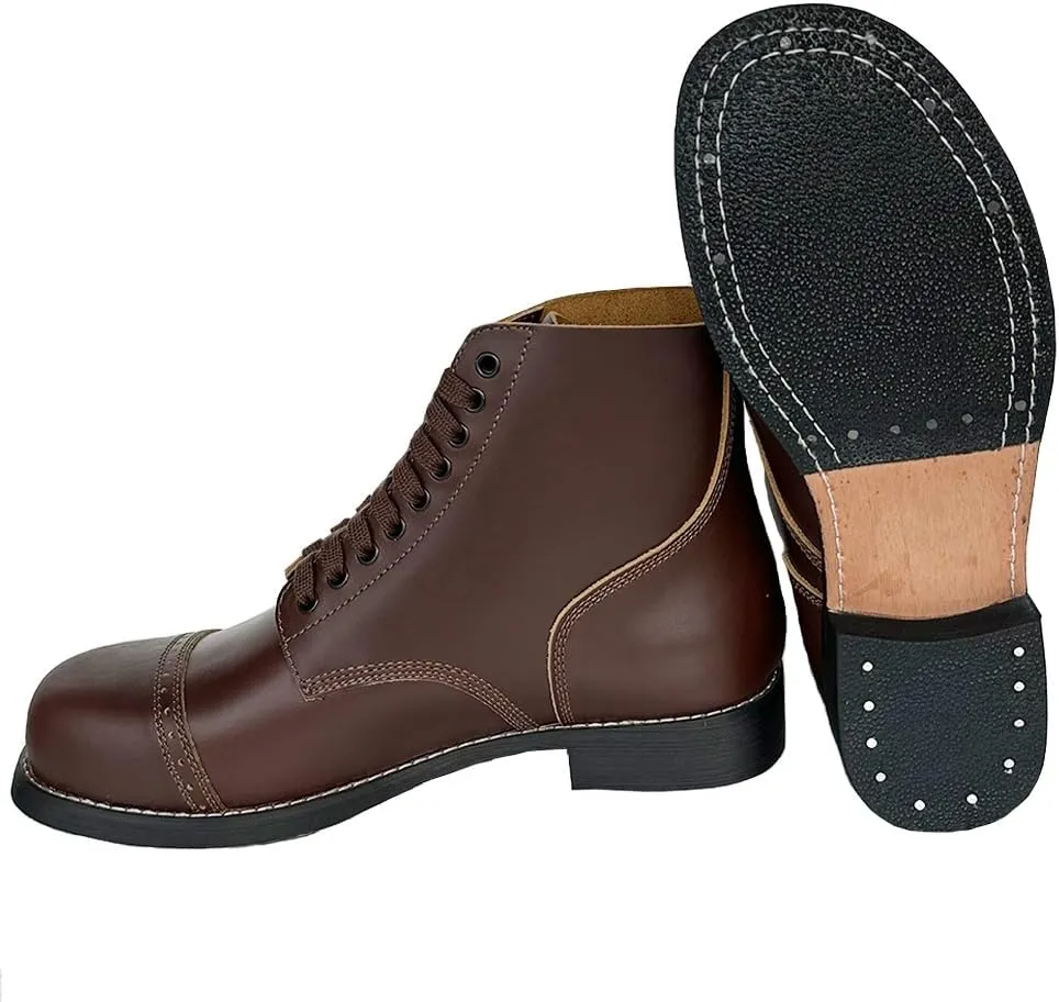 M1942 Short Boots Retro US Mens Cowhide Combat Hiking Outdoor Paratrooper Boots Vintage WWII Shoes