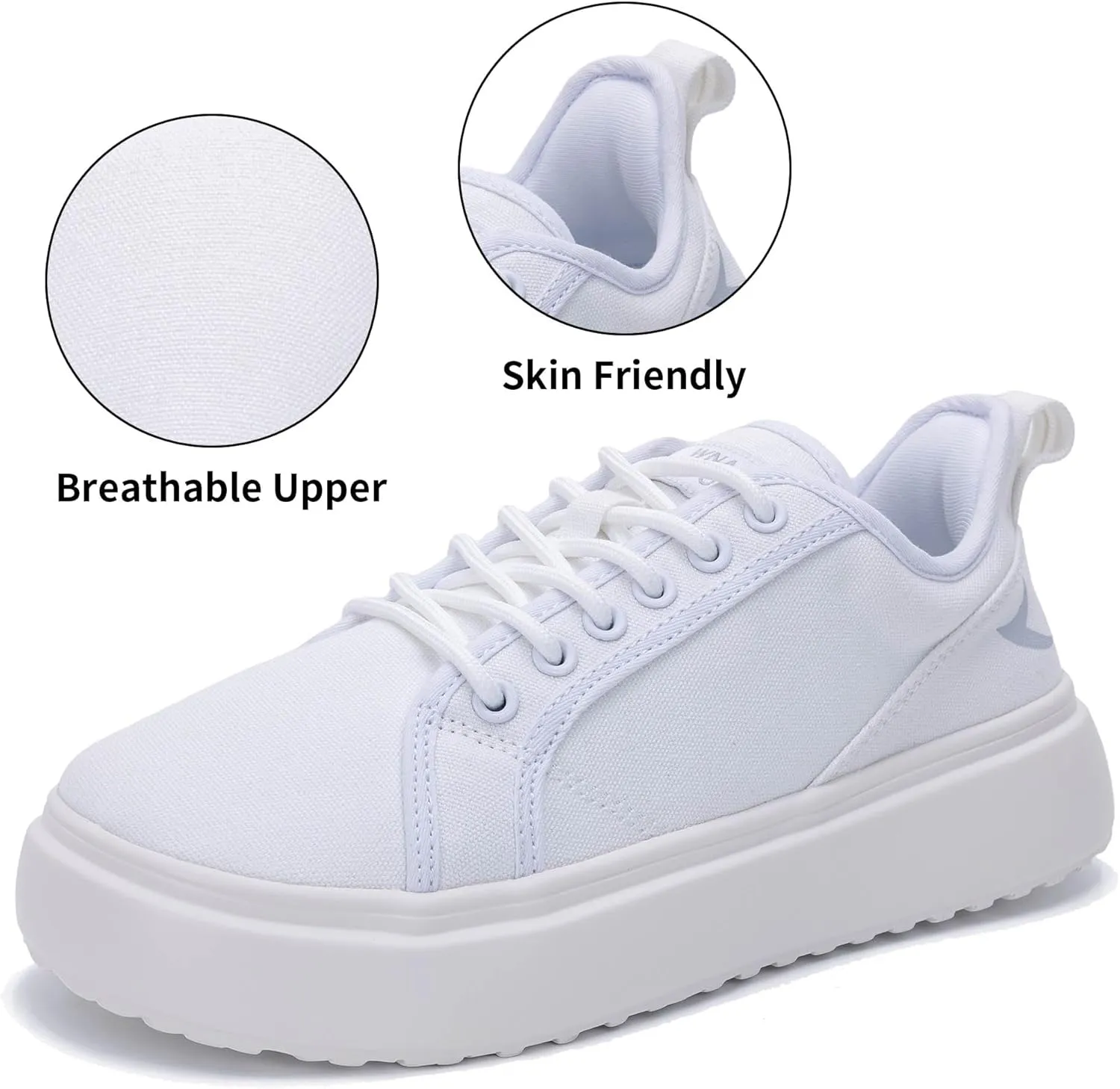 MAFEKE Womens Wide Toe Box Walking Shoes Fashion Platform Sneakers Comfortable Canvas Casual Footwear