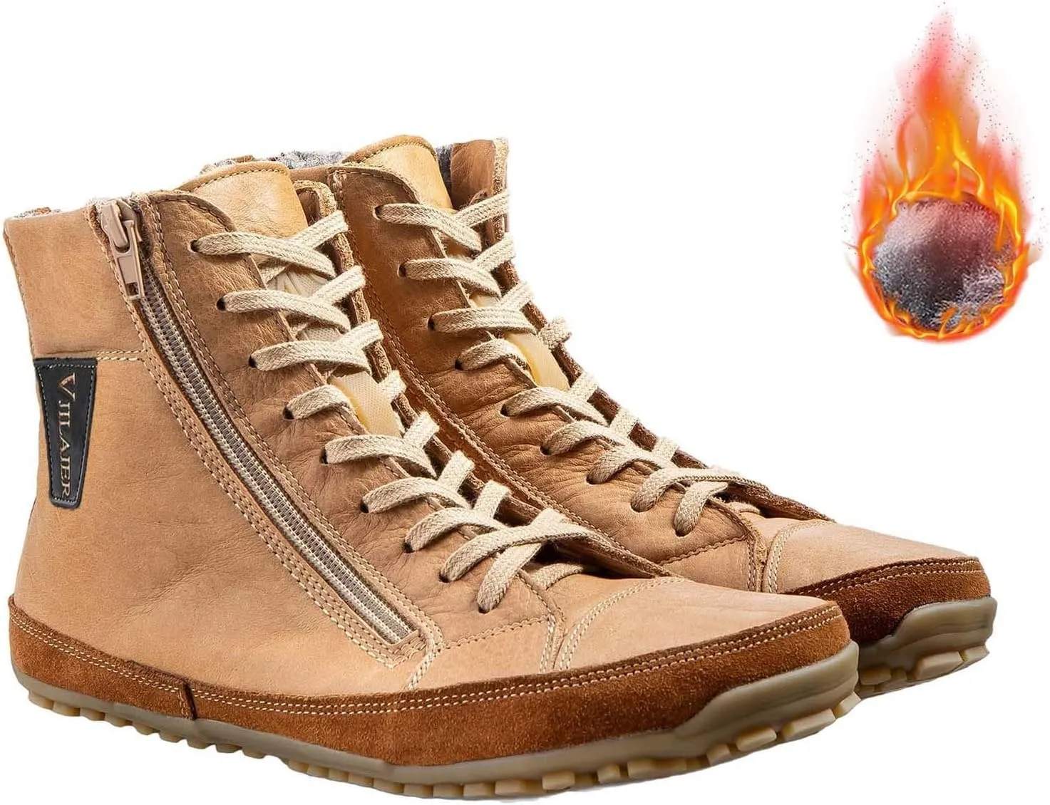 Magic Shoes Alaskan Mens Winter Boots with Fleece Lined Barefoot Shoes for Couples Non-Slip Hiking Footwear Comfort Warm Work Boots Grounded Shoes Zero Drop Booties Walking