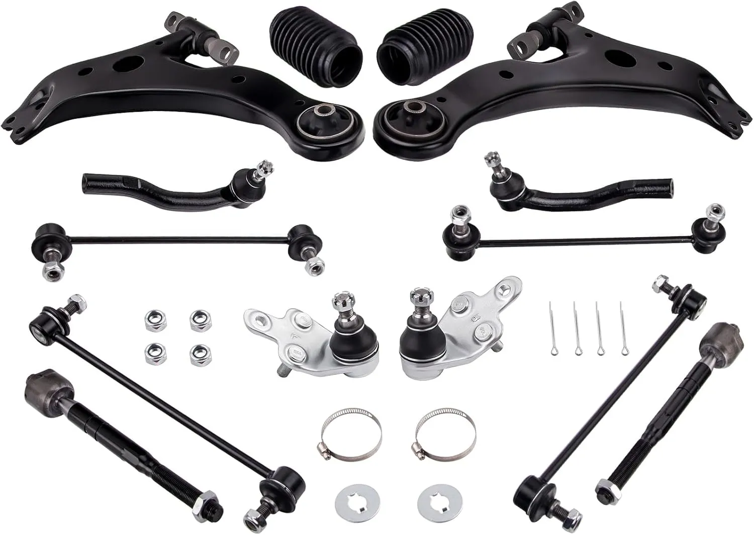 maXpeedingrods 14Pcs Front Lower Control Arm for Toyota Camry 2007-2011 Suspension Kit with Ball Joints Sway Bar End Links Tie Rod End Link Boots