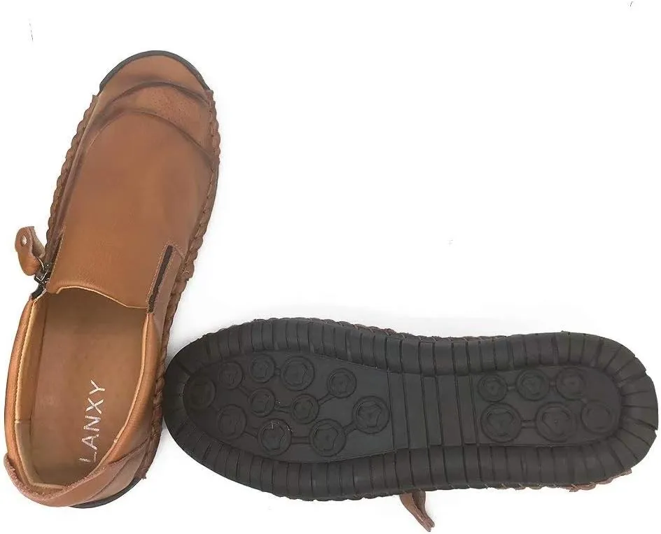 Men Casual Leather Shoes Breathable Loafer Lightweight Driving Shoes Spring Comfortable Moccasins Outdoor Dress Shoes Autumn Boat Shoes Big Size