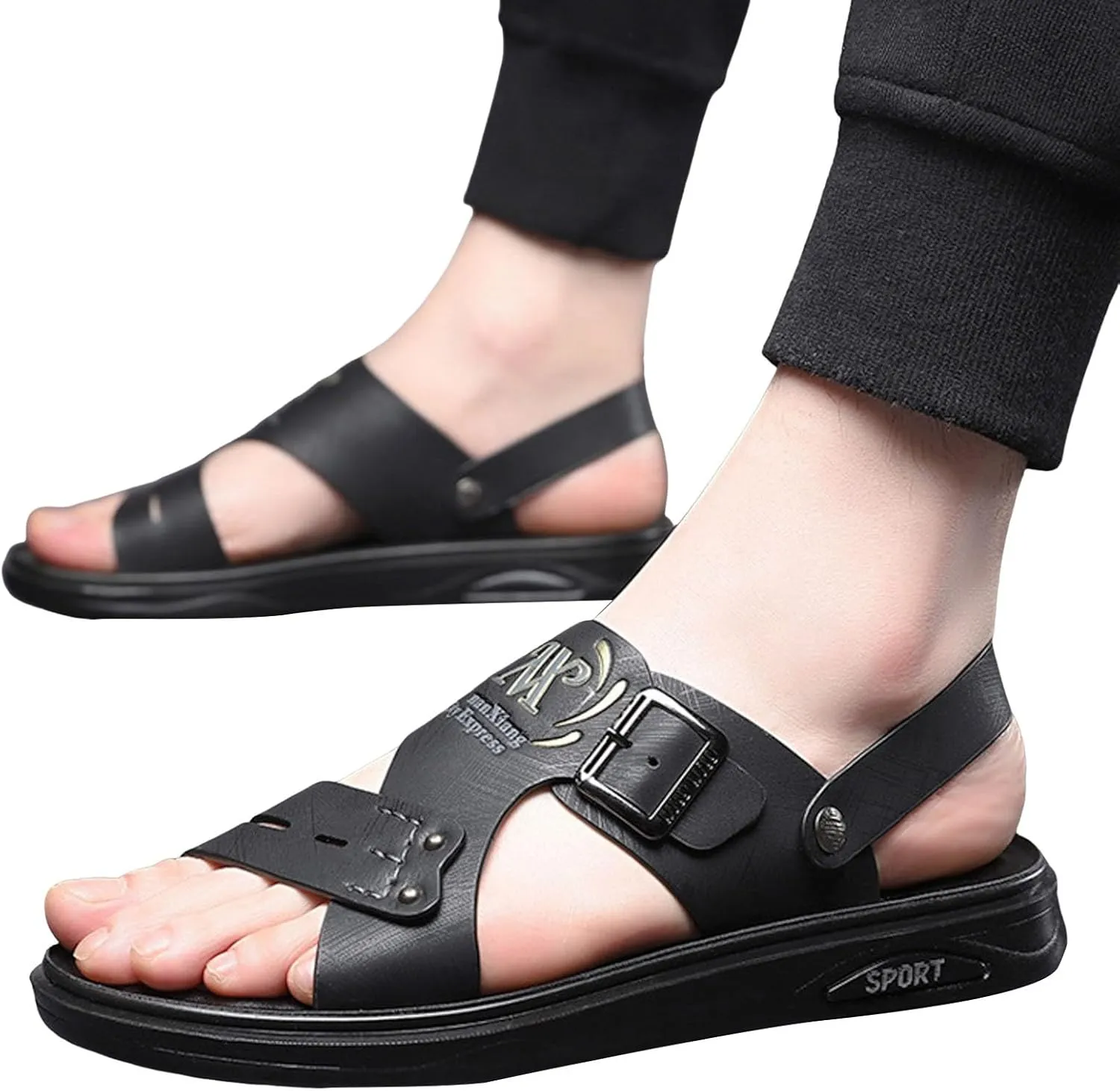 Men Sandals Leather New Men's Thick Soled Soft Soled Shoes Fashionable And Casual Mens Sandals