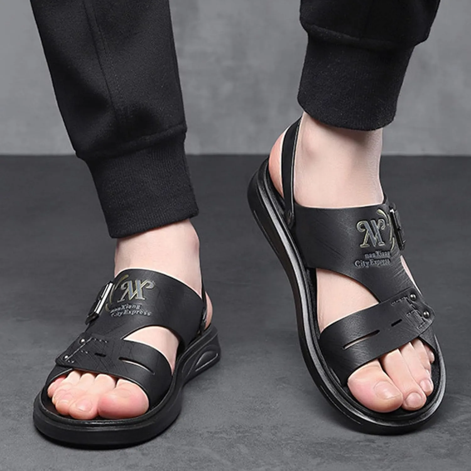 Men Sandals Leather New Men's Thick Soled Soft Soled Shoes Fashionable And Casual Mens Sandals