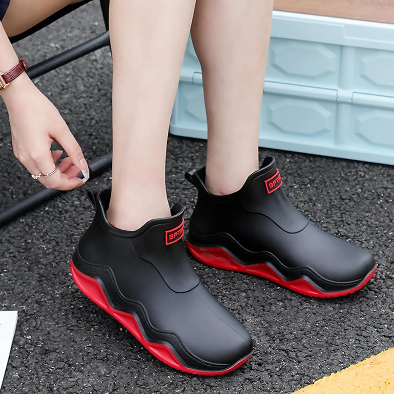 Men's and women's couple fashion rain boots, non-slip wear-resistant waterproof rain shoes for outdoor work fishing travel