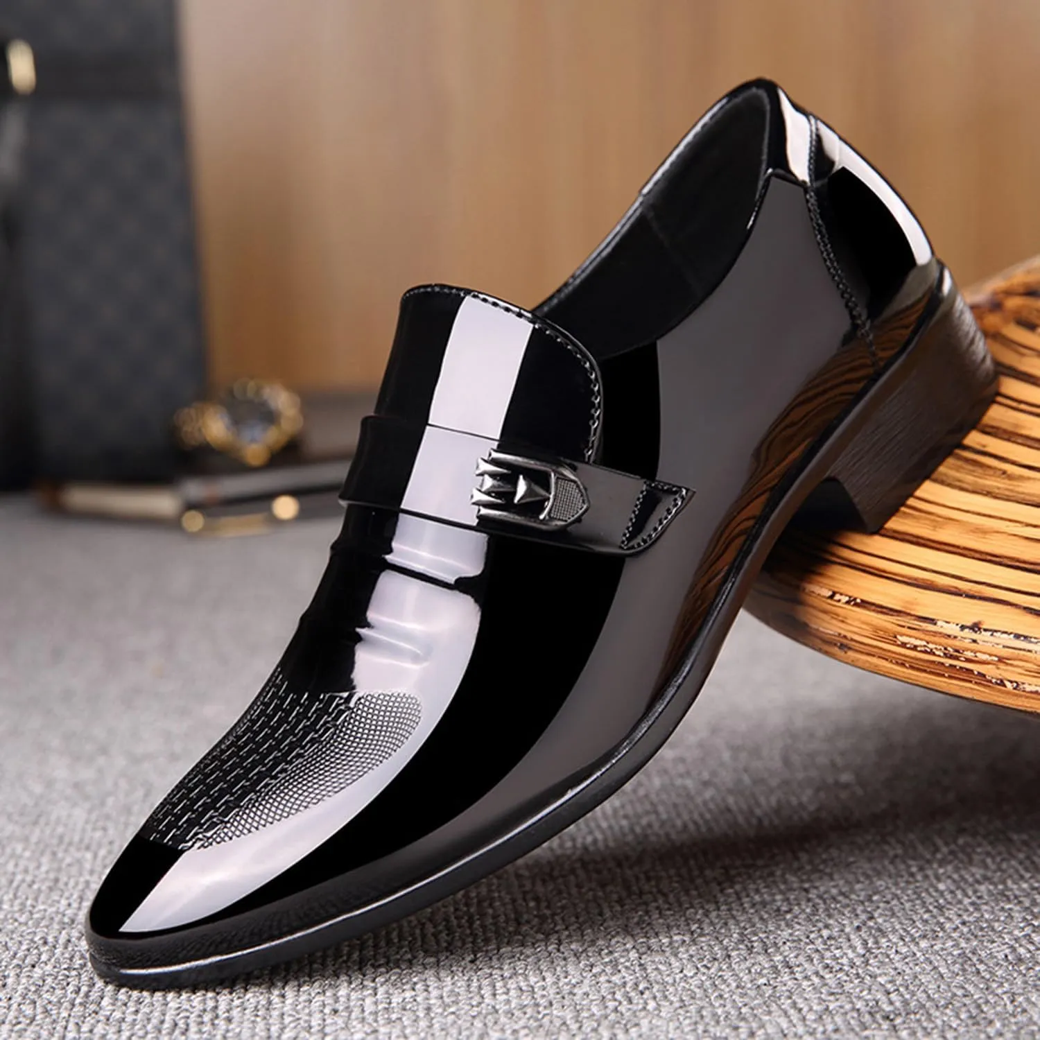 Men's Casual Business Loafers Patent Leather Driving Shoes Formal Oxford Slip On Dress Shoes for Men