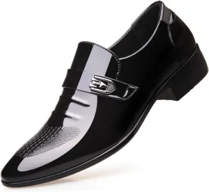 Men's Casual Business Loafers Patent Leather Driving Shoes Formal Oxford Slip On Dress Shoes for Men