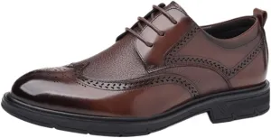Mens Dress Shoes Lace-up Luxury Leather Brogue Mens Flats Shoes Casual British Style Men's Oxfords Dress Shoes for Man