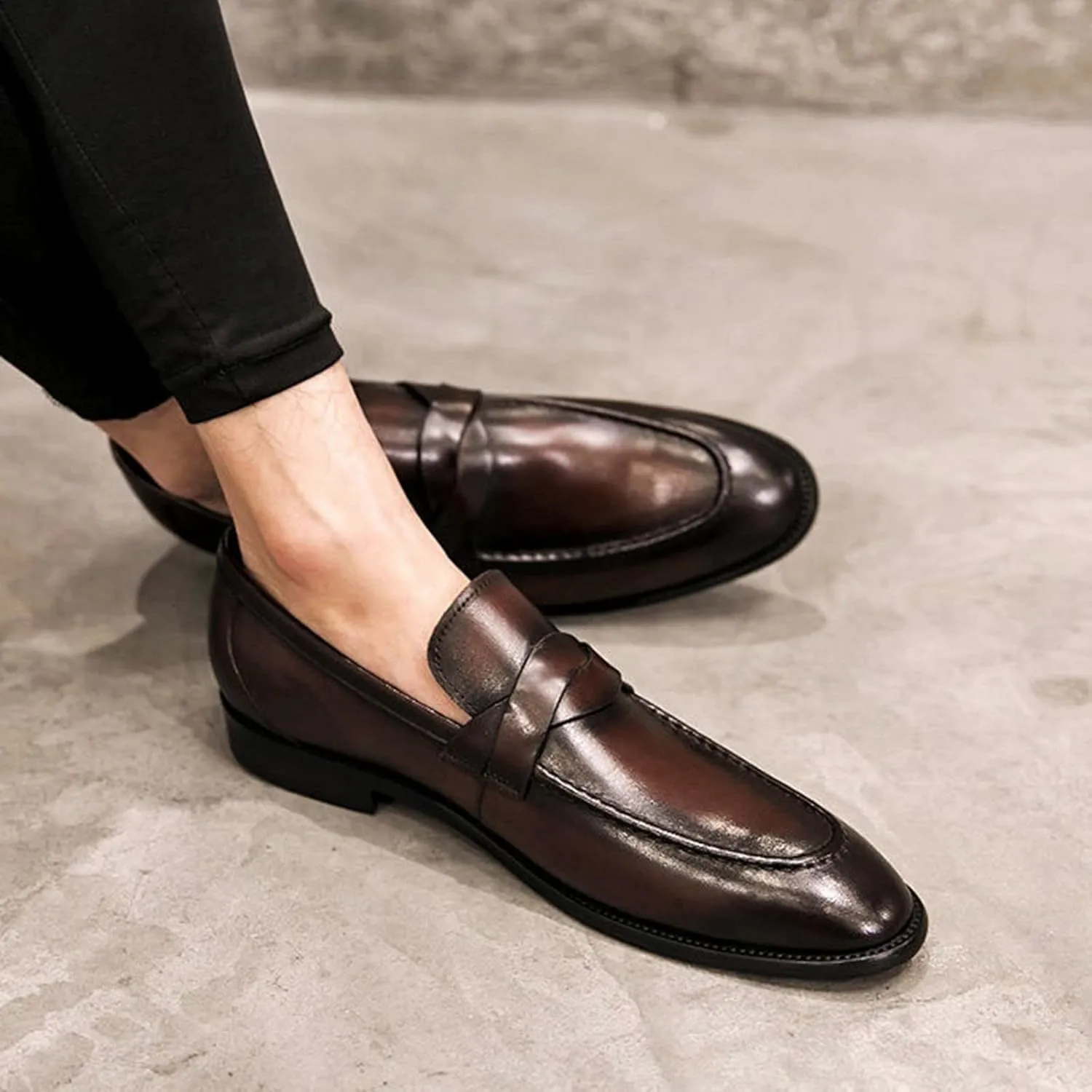 Men's Dress Shoes Size 13 Mens Shoes Classic Business Leather Shoes Fashion Casual Solid Color Set Brown Dress Shoes