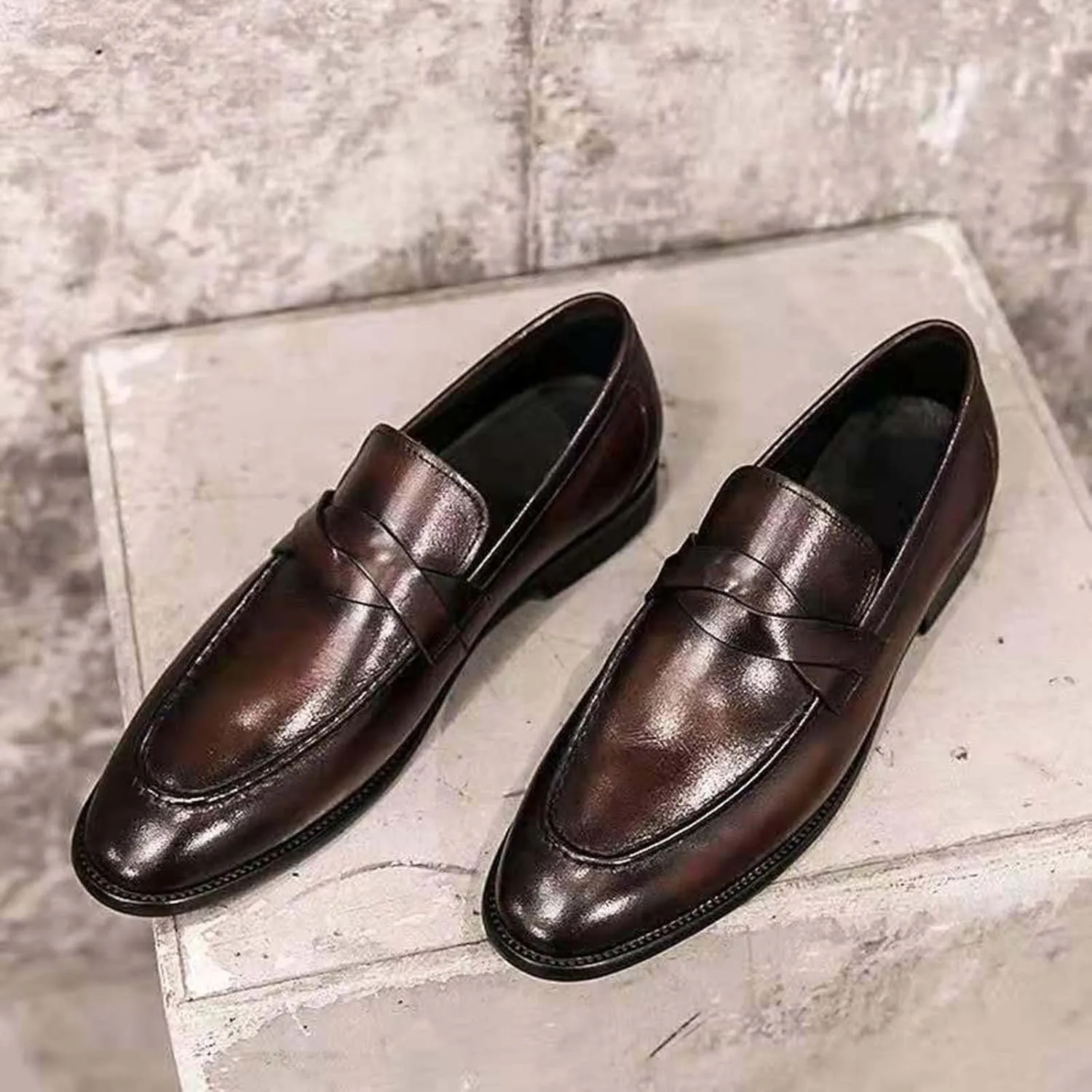 Men's Dress Shoes Size 13 Mens Shoes Classic Business Leather Shoes Fashion Casual Solid Color Set Brown Dress Shoes
