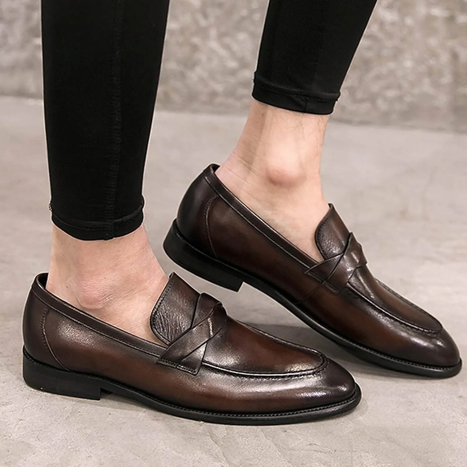 Men's Dress Shoes Size 13 Mens Shoes Classic Business Leather Shoes Fashion Casual Solid Color Set Brown Dress Shoes