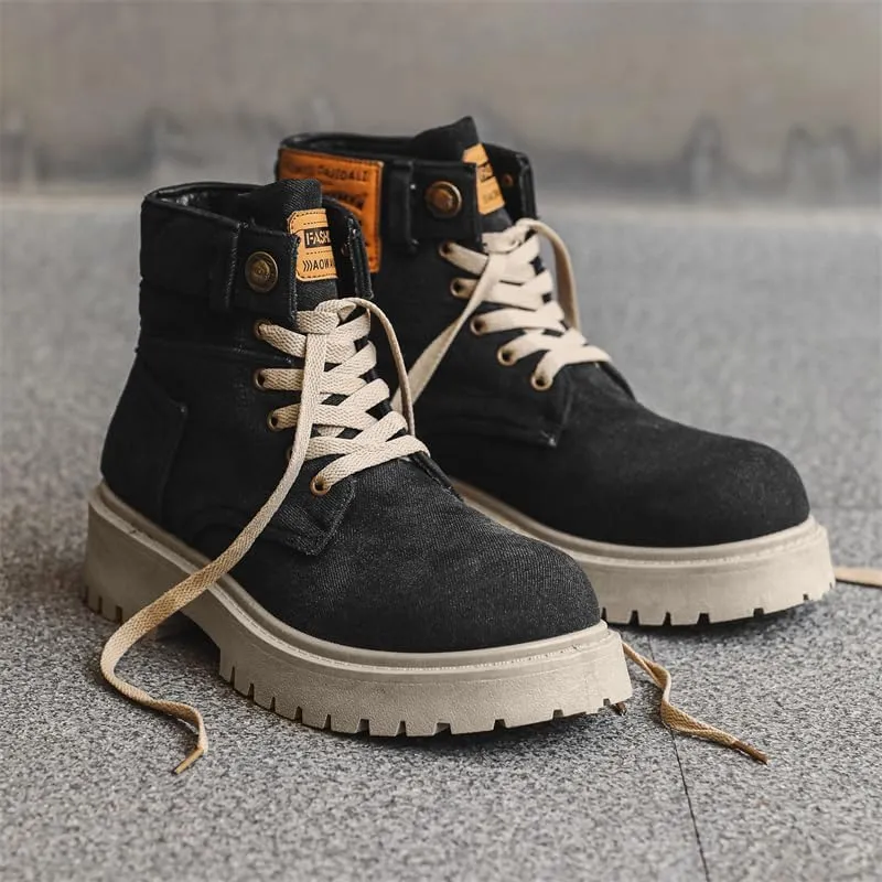 Men's Fashion High Top Sneakers - Casual and Stylish, Lace-up, All-Season Comfort, with Durable PVC Sole, Perfect for Fall Boots