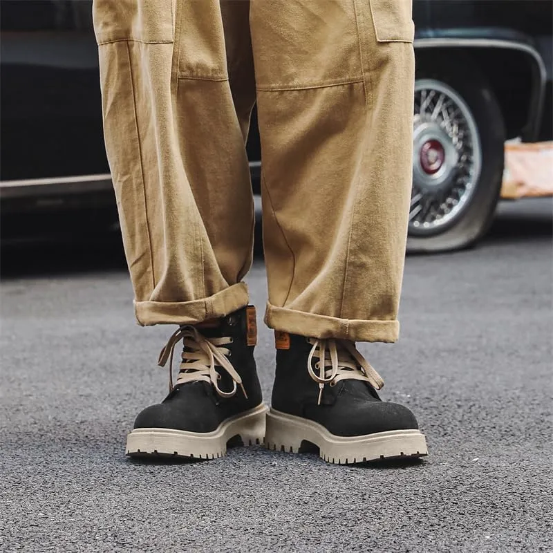 Men's Fashion High Top Sneakers - Casual and Stylish, Lace-up, All-Season Comfort, with Durable PVC Sole, Perfect for Fall Boots
