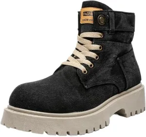 Men's Fashion High Top Sneakers - Casual and Stylish, Lace-up, All-Season Comfort, with Durable PVC Sole, Perfect for Fall Boots