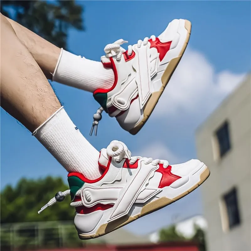 Men's Fashion Street Style Thick Soled Skateboard Shoes, Comfortable Non-Slip Durable Lace-up Sneakers, Suitable for Men's Outdoor Activities for All Seasons Shoes Size 6.5-10
