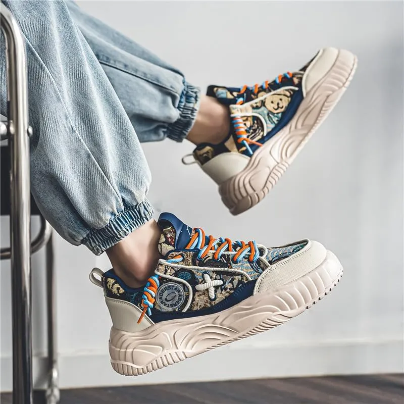 Men's Fashionable Thick Soled Skateboard Shoes Casual Walking Shoes Comfy Non Slip Durable Suitable for Outdoor Campus Walking