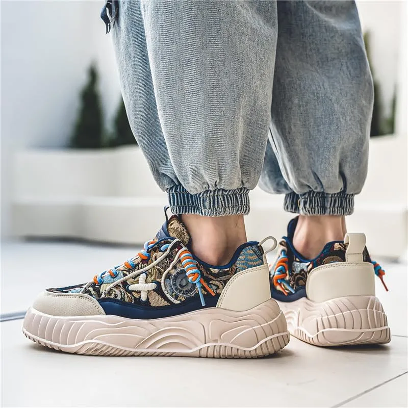 Men's Fashionable Thick Soled Skateboard Shoes Casual Walking Shoes Comfy Non Slip Durable Suitable for Outdoor Campus Walking