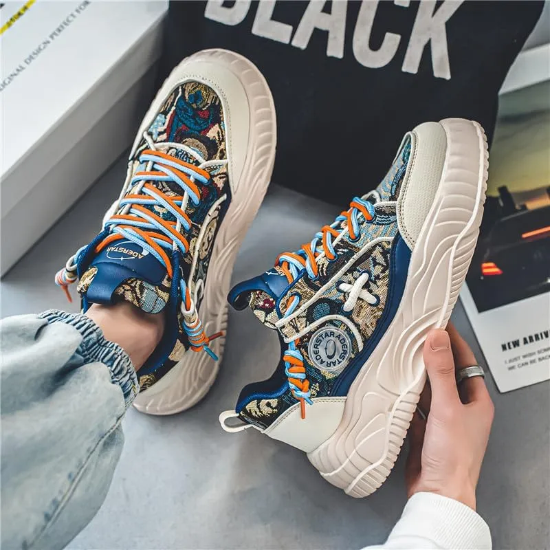 Men's Fashionable Thick Soled Skateboard Shoes Casual Walking Shoes Comfy Non Slip Durable Suitable for Outdoor Campus Walking
