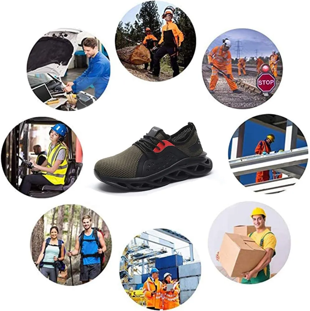 Men's Lightweight Breathable Safety Shoes Steel Toe Safety Boots Trainer Puncture Resistant Sport Sneakers US7-12(EU39-46)