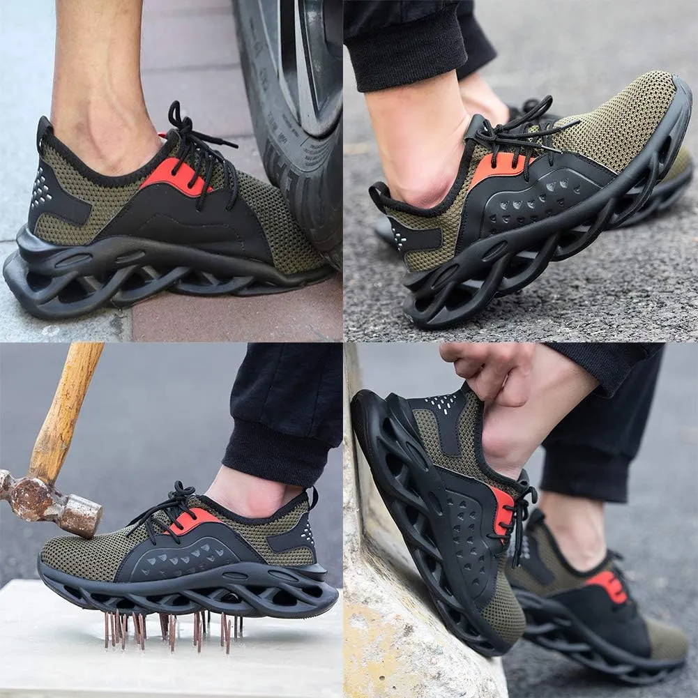Men's Lightweight Breathable Safety Shoes Steel Toe Safety Boots Trainer Puncture Resistant Sport Sneakers US7-12(EU39-46)