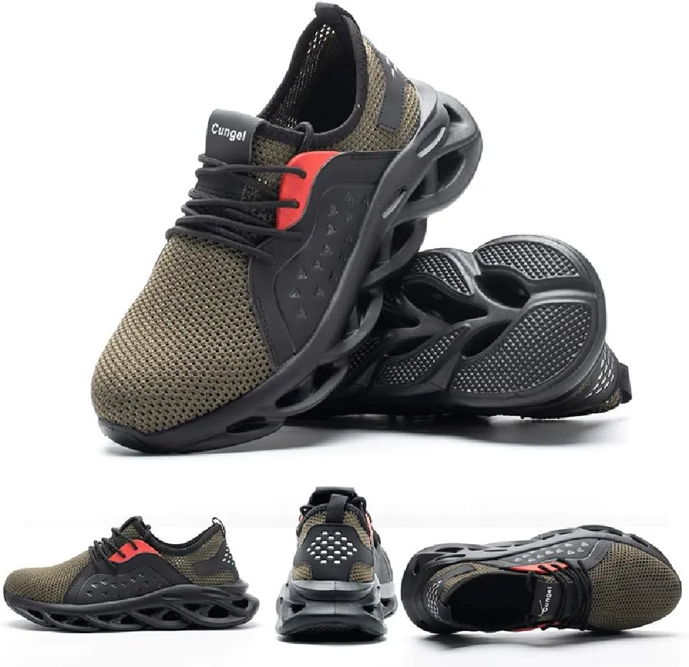 Men's Lightweight Breathable Safety Shoes Steel Toe Safety Boots Trainer Puncture Resistant Sport Sneakers US7-12(EU39-46)