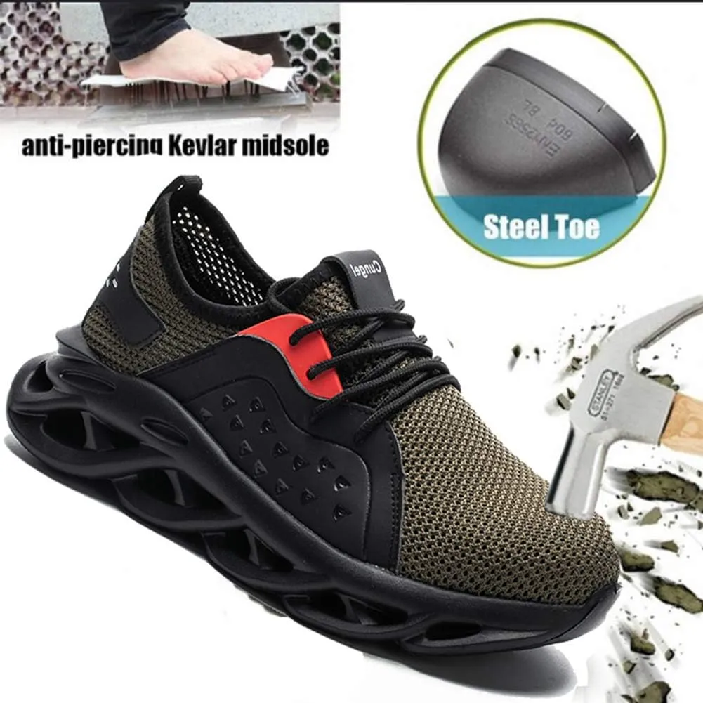 Men's Lightweight Breathable Safety Shoes Steel Toe Safety Boots Trainer Puncture Resistant Sport Sneakers US7-12(EU39-46)