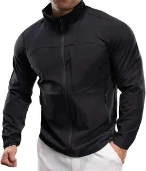 Men's Lightweight Softshell Jacket Waterproof Windbreaker Work Jackets Coats Hiking Outdoor with Pockets
