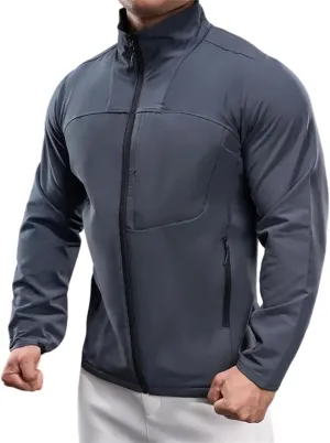 Men's Lightweight Softshell Jacket Waterproof Windbreaker Work Jackets Coats Hiking Outdoor with Pockets