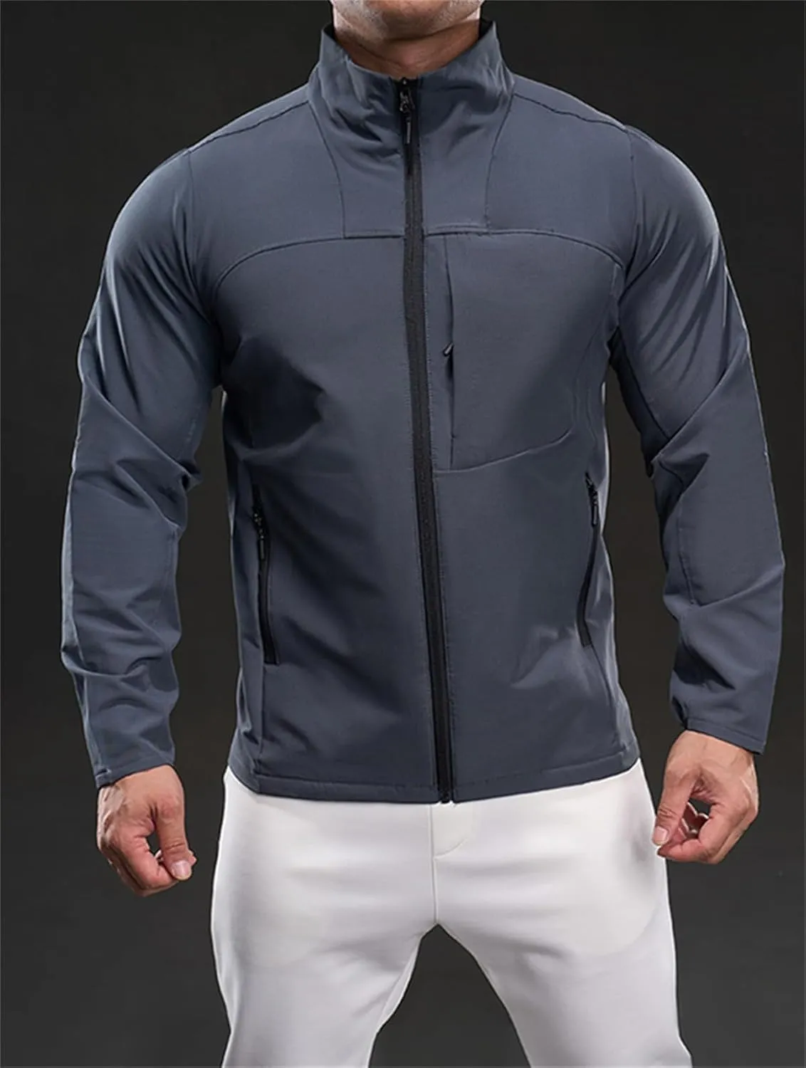 Men's Lightweight Softshell Jacket Waterproof Windbreaker Work Jackets Coats Hiking Outdoor with Pockets