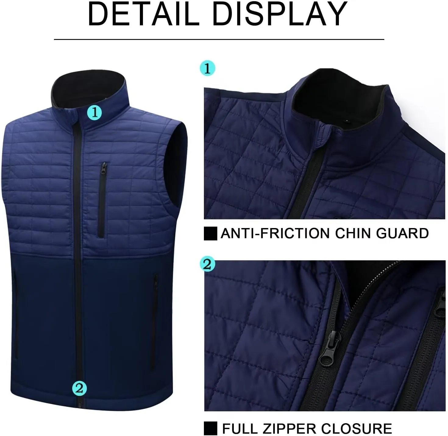 Men's Lightweight Softshell Vest Outerwear Windproof Puffer Sleeveless Jacket for Golf Running