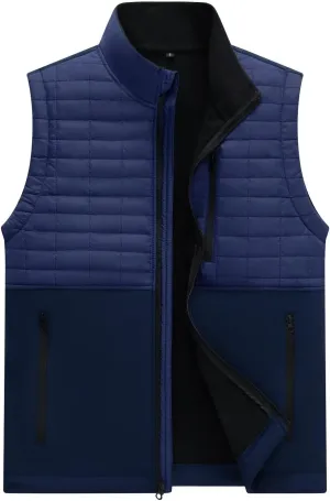 Men's Lightweight Softshell Vest Outerwear Windproof Puffer Sleeveless Jacket for Golf Running