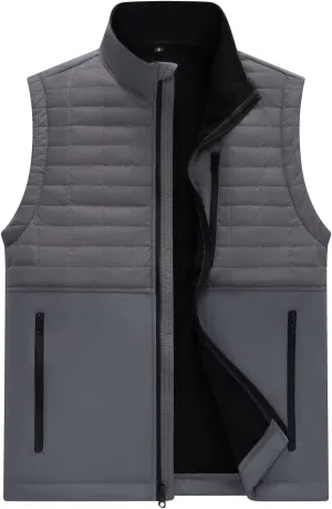 Men's Lightweight Softshell Vest Outerwear Windproof Puffer Sleeveless Jacket for Golf Running