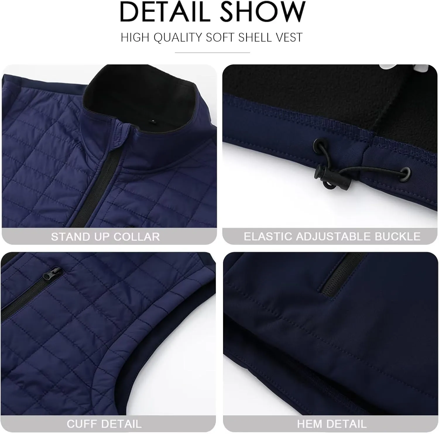 Men's Lightweight Softshell Vest Outerwear Windproof Puffer Sleeveless Jacket for Golf Running