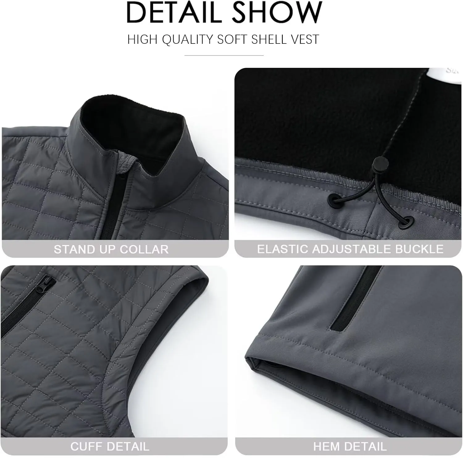 Men's Lightweight Softshell Vest Outerwear Windproof Puffer Sleeveless Jacket for Golf Running