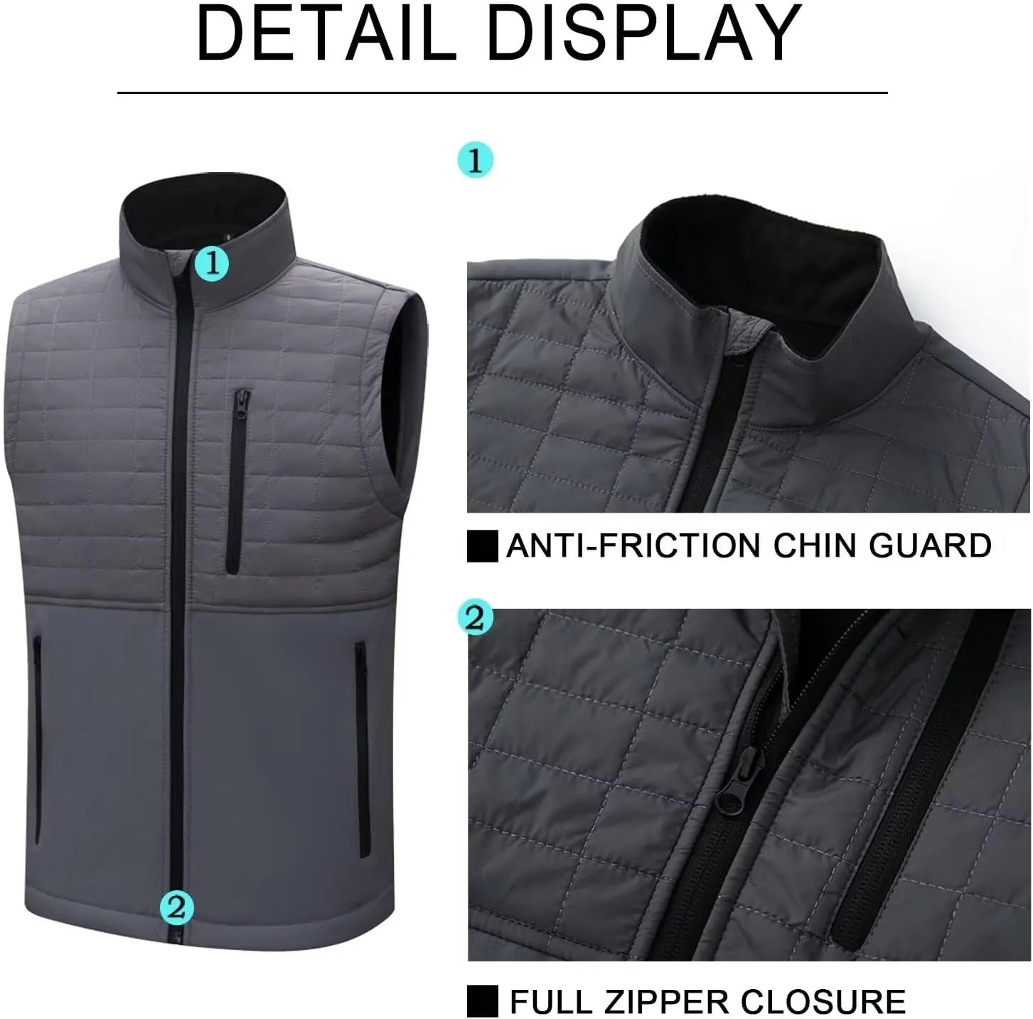 Men's Lightweight Softshell Vest Outerwear Windproof Puffer Sleeveless Jacket for Golf Running